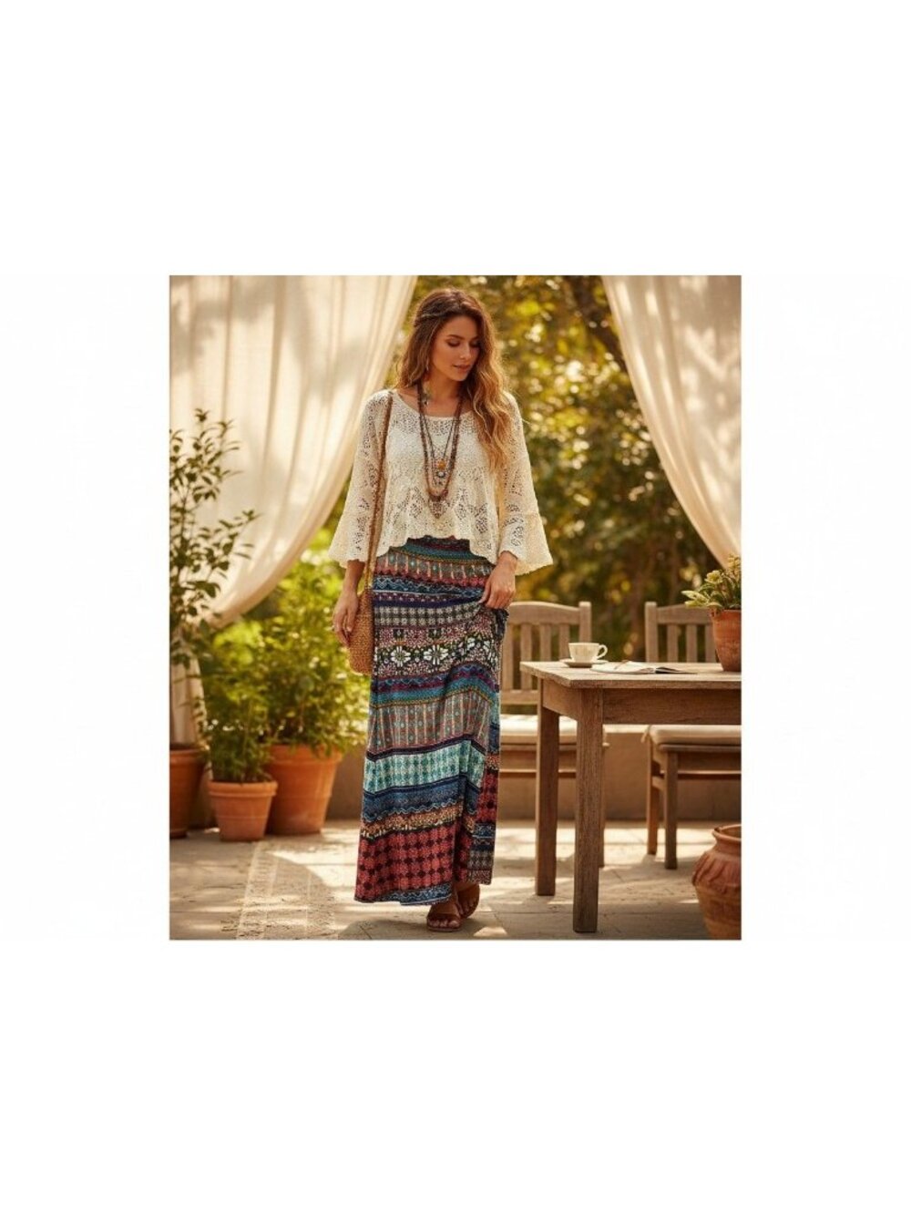 Bohemian Multicolor Maxi Skirt Bohemian Hippie Festival Core Desi Core